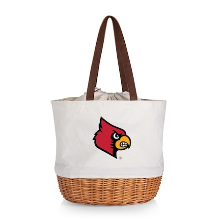 Picnic Time Family Of Brands NCAA Louisville Cardinals Coronado Canvas and Willow Basket Tote - Picnic Bag 203-00-187-304-0