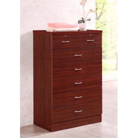Hodedah 7 Drawer Jumbo Chest Hi70Dr Mahogany