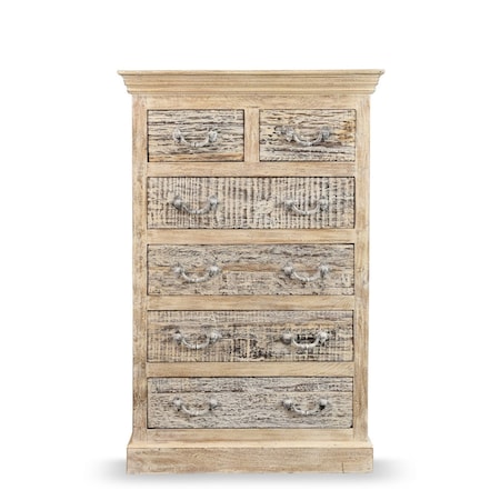 Homeroots 35" White Solid Wood Six Drawer Chest 521248
