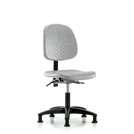 Blue Ridge Ergonomics Polyurethane Chair - Desk Height with Medium Back & Stationary Glides in Gray Polyurethane PDHCH-MB-RG-T0-A0-RG-GRY