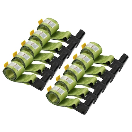 Mytee Products 4in x 5ft Roll off Container Winch Strap w/ Flat Hook - Green, 10PK WS4x5CH-Gx10