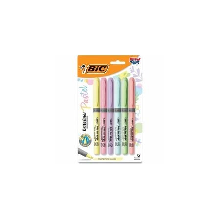 Bic Brite Liner Grip Pocket Highlighter, Chisel Tip, Assorted Colors, 6PK GBLDP61AST