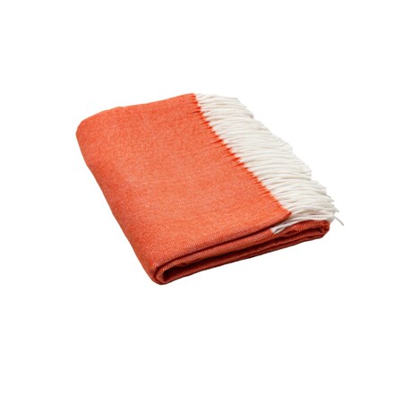 Homeroots 50" X 60" Orange And White Woven Herringbone Plush Throw Blanket 475728