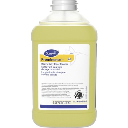 Diversey Prominence Heavy Duty Floor Cleaner, J-Fill Dispenser, 2.5L, Citrus, Yellow, PK2 94996466