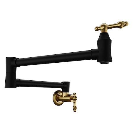 Anzzi Marca 24 in. Dual Swivel Pot Filler in Matte Black Brushed Gold KF-AZ259MBBG