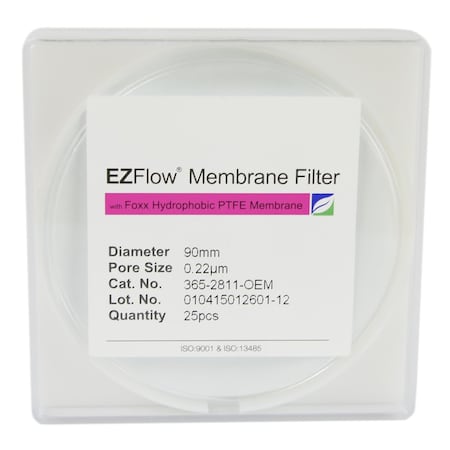 Foxx Life Sciences EZFlow PTFE Hydrophobic Membrane Filters, 0.45 um, 47 mm Diameter Filter Discs, 50PK 365-3612-OEM