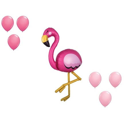 Loonballoon 34 x 68 Inch Flamingo Airwalker Balloon Medium Shape Set 6x latex 4207