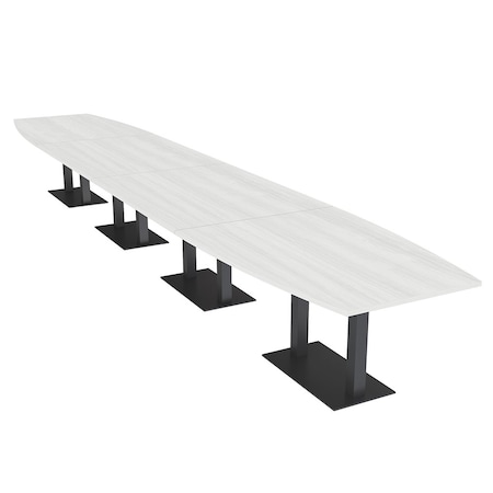 Skutchi Designs Boat Conference Table With Power Unit, 48 in W, 240 in L, White HAR-BOT-48x240-DOU.BK-WA7976-NA