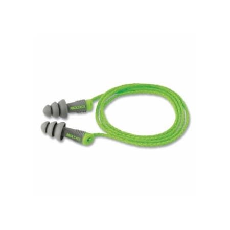 Alphas Reusable Earplug, Vinyl, Green/Gray, Corded, 50PK 507-6435