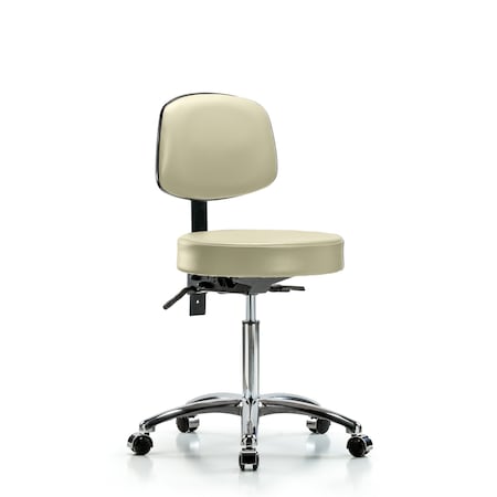 Blue Ridge Ergonomics Bench Stool, Med, Vin, Bk Chrome, Cast, Wht BR-VMBST-CR-T0-NF-CC-8501