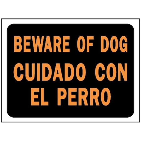 Hy-Ko Hy-Glo Series Identification Sign, Rectangular, BEWARE OF DOG, Fluor Orange Legend, Black Background 3060