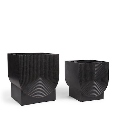Homeroots Set of Two Black Metal 20 Ounce Pot Planters, 2PK 609413