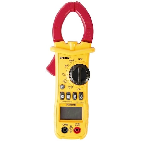 Sperry Instruments DSA600TRMS Clamp Meter, Backlit LCD, Digital Display, Yellow DSA600TRMSR