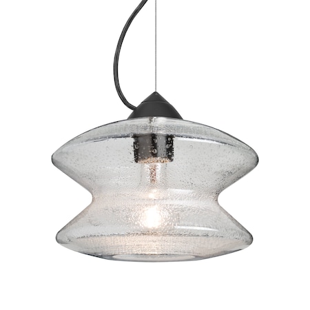 Besa Lighting Besa Zen Cable Pendant, Clear Bubble, Black Finish, 1x 60W MAX E26 Base 1KX-ZENCL-BK