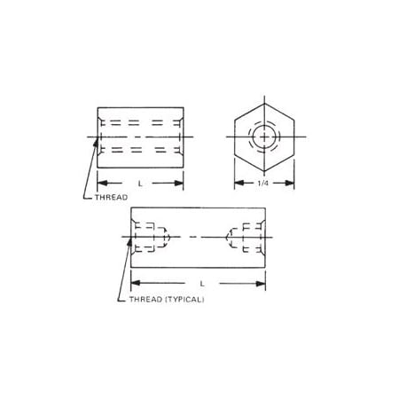 Raf Electronic Hardware 1/4 Hex Female StandoffZinc 2106-632-B-12