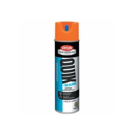Krylon Industrial Quik-Mark, Fluorescent Inverted Marking Paint, Water Base, 17oz Aerosol, Fluorescent Orange, 12PK 425-A03700004