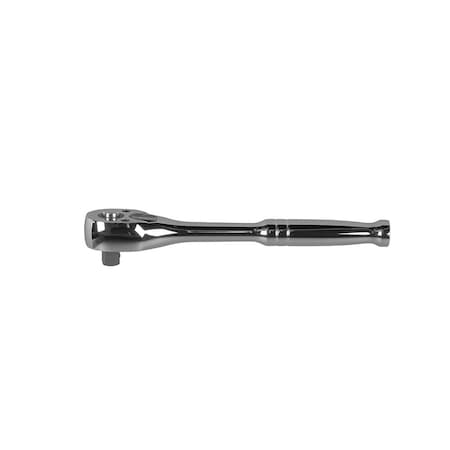 Klein Tools 3/8" Drive 72 Geared Teeth Round Head Style Hand Ratchet, 7" L, Chrome Plated Finish 65720
