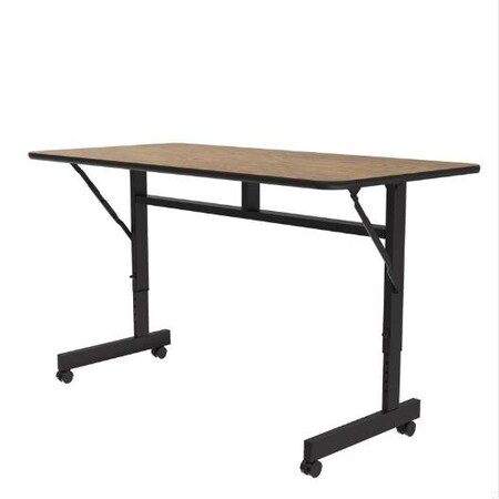 Correll Rectangle Econoline TFL Flip Top Table, 48 in W, 23 in to 31 in H, Particleboard Top, Medium Oak FTM2448TF-06