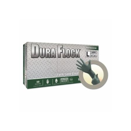 Ansell Dura Flock DFK-608 Disposable Nitrile Gloves, 8.3 in Palm, 7.9 Fingers, Flocked Liner, 50PK 748-DFK-608-XL