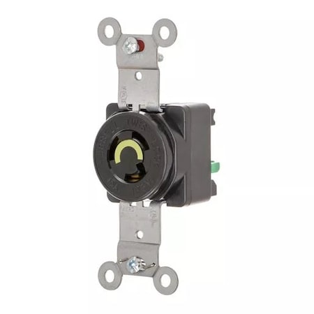 Hubbell Wiring Device-Kellems Locking Receptacle, L5-15R, 15 A, 125V AC, Single Phase, 2 Pole, Flush Mount, Black HBL4710ST