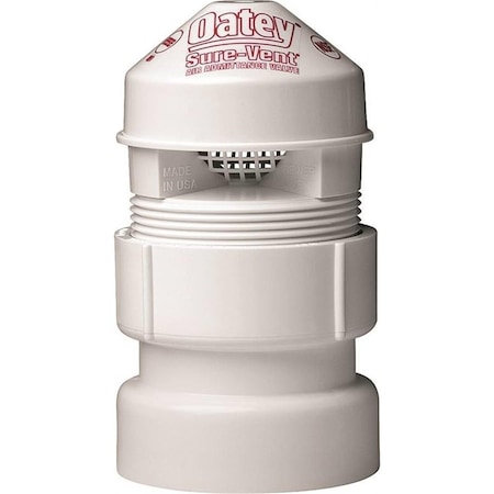Oatey Sure-Vent Air Admittance Valve with SCH 40 Adapter, 1.5 - 2 in. - 20 DFU, PVC OA385204