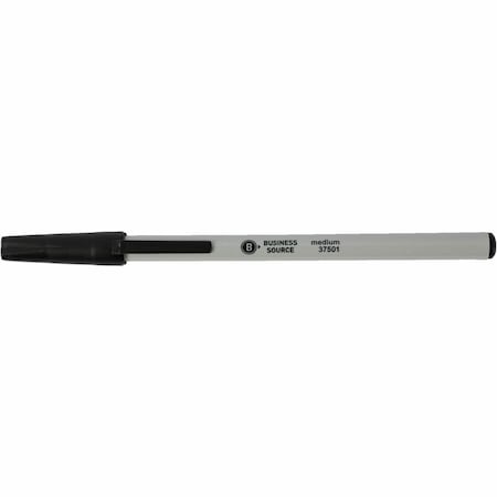 Business Source Medium Point Ballpoint Stick Pens, Black, 12PK BSN37501