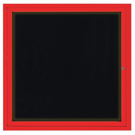 Aarco Illuminated Enclosed Letter Board Directory w/ Powder Coated Red Aluminum Frame, 36''Hx36''W 1 Door ADC3636IR