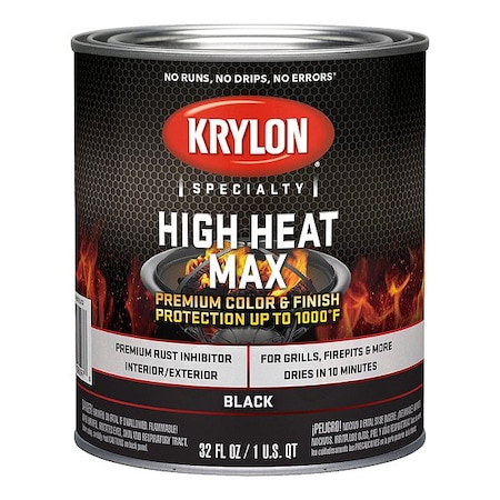 Krylon High Heat Max Paint, Black, 1 Quart, Satin, Black K06400888