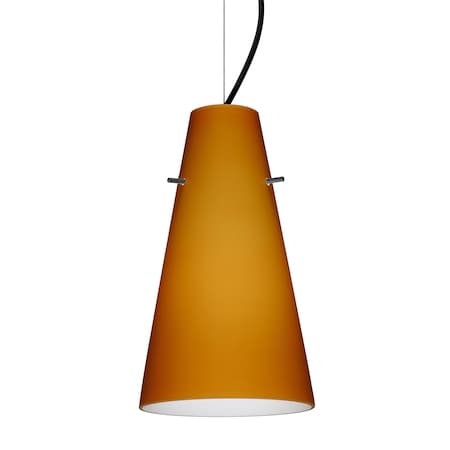 Besa Lighting Besa Cierro Cable Pendant, Amber Matte, Black Finish, 1x 9W LED 1KX-412480-LED-BK