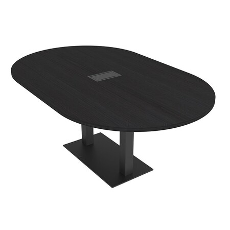 Skutchi Designs Racetrack Conference Table With Power, 48 in W, 84 in L, Black HAR-RAC-48X84-DOU.BK-U999ST19-EBLK