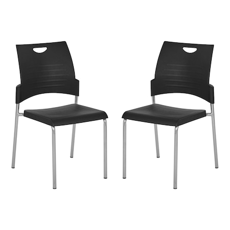 Office Star Products STC Series Straight Leg Stack Chair, Black / Silver STC8300C2-3