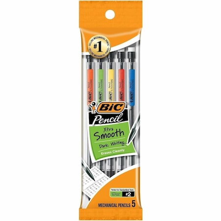 Bic 7mm Mechanical Pencils, Assorted, 5PK BICMPP51