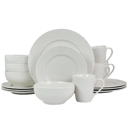 Elama Jasmine 16 Piece Porcelain Dinnerware Set in White EL-JASMINE