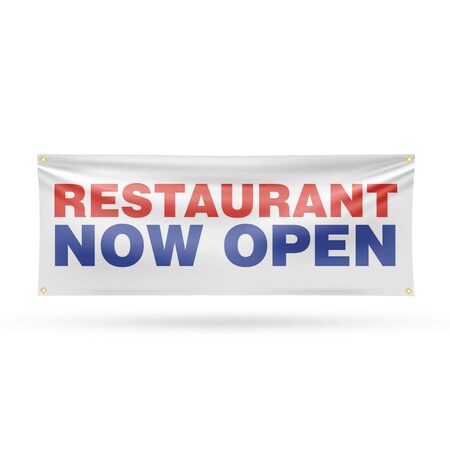 Signmission Restaurant Now Open, 18 Inch x 48 Inch, Vinyl Banner B-30834