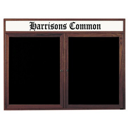 Aarco Enclosed Changeable Letter Board in Black Felt w/ Red Oak Frame Walnut Stained, 48''Hx72''W WDC4872H