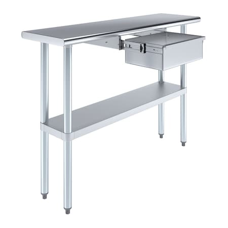 Amgood 14 in. x 48 in. Stainless Steel Table With Drawer AMG WT-1448 + DRAWER-1510-Z