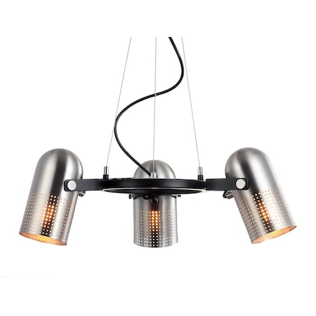 Jonathan Y Loki 22" 3-Light Adjustable Metal LED Chandelier, Brushed Nickel/Black JYL6128A