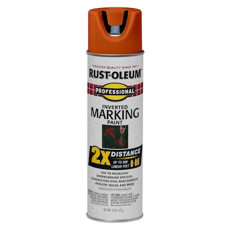 Rust-Oleum Inverted Marking Paint, 15 Oz, Fluorescent Red-Orange 266590