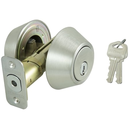 Prosource Deadbolt, 3 Grade, Stainless Steel, 2-3/8 to 2-3/4 in Backset, KW1 Keyway D262-RU5B