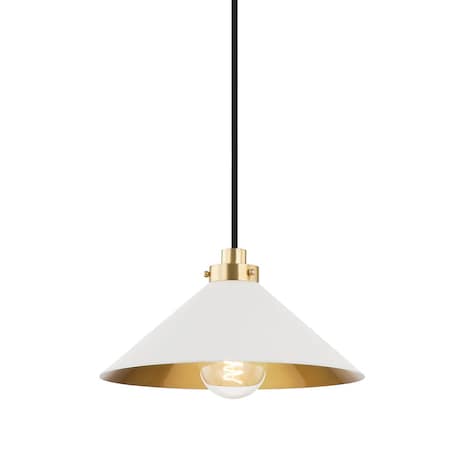 Hudson Valley Lighting Mark D. Sikes X Clivedon 1 Light Pendant 12 In. Aged Brass/Off White MDS1401-AGB/OW
