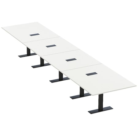 Skutchi Designs 20ft Rectangular Conference Table With Power | Harmony Series | 20 Person Meeting Room Table HAR-REC-48x240-T.BK-W960-EBLK
