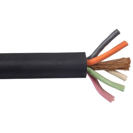 Portable Cord, SOOW, 18 AWG, 5 C, Black, Thermoset, Stranded, 600 V, Outdoor, 10 ft