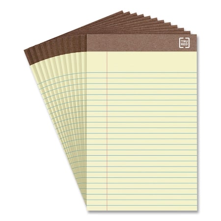 Tru Red Recycled Notepads, Narrow Rule, (50) Canary Yellow 5 x 8 Sheets, 12PK TR59932/TR58180