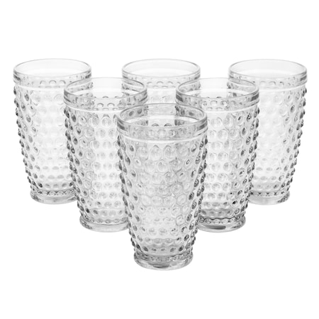 Martha Stewart 6 Piece Hobnail Handmade Glass Tumbler Set in Clear 120573.01