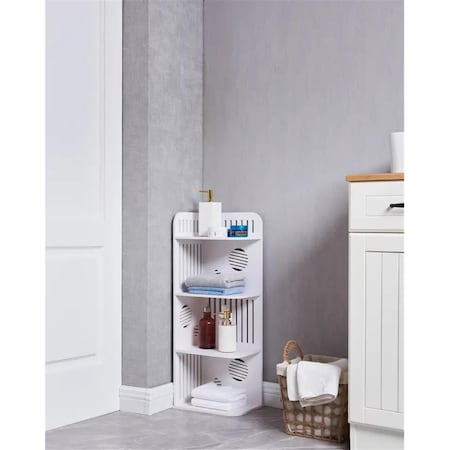 Inroom Furniture 12 x 9 x 31 in. Bathroom Corner Shelves, White BM18-WH