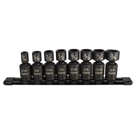 Astro Pneumatic 8pc 3/8 in Drive Nano Pinless Universal Impact Sockets - SAE 78340