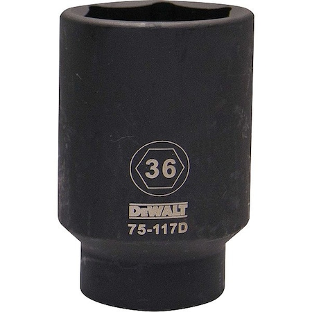Dewalt Drive Impact Socket, 6PT 1/2in, 36 mm DWMT75117OSP