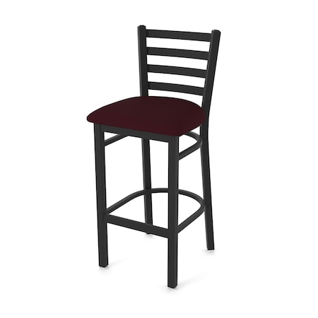 Holland Bar Stool Co 30" Stationary Bar Stool, Black Wrinkle, Canter Bordeaux Seat 40030BW005