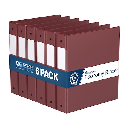 Davis Group Premium Economy, Round Ring, Binder, (Burgundy, 1.5"), PK6 2312-08-06