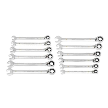 Gearwrench 12 Piece 90-Tooth 12 Point Metric Reversible Ratcheting Wrench Set with Wrench Roll 86628
